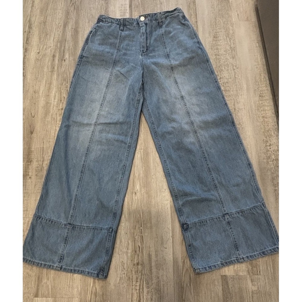 Ban.jara High Rise Barrel Leg Jeans Women's Size 11 Light Wash 100% Cotton Denim